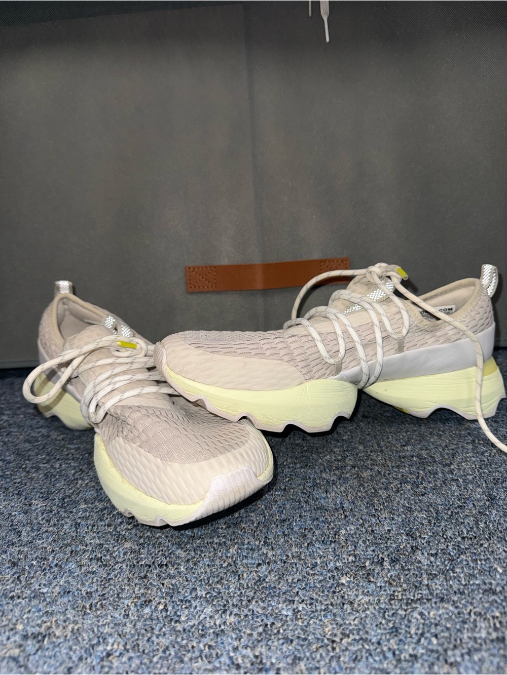 Sorel Women's Beige Knit Sneakers with Pale Yellow Sole